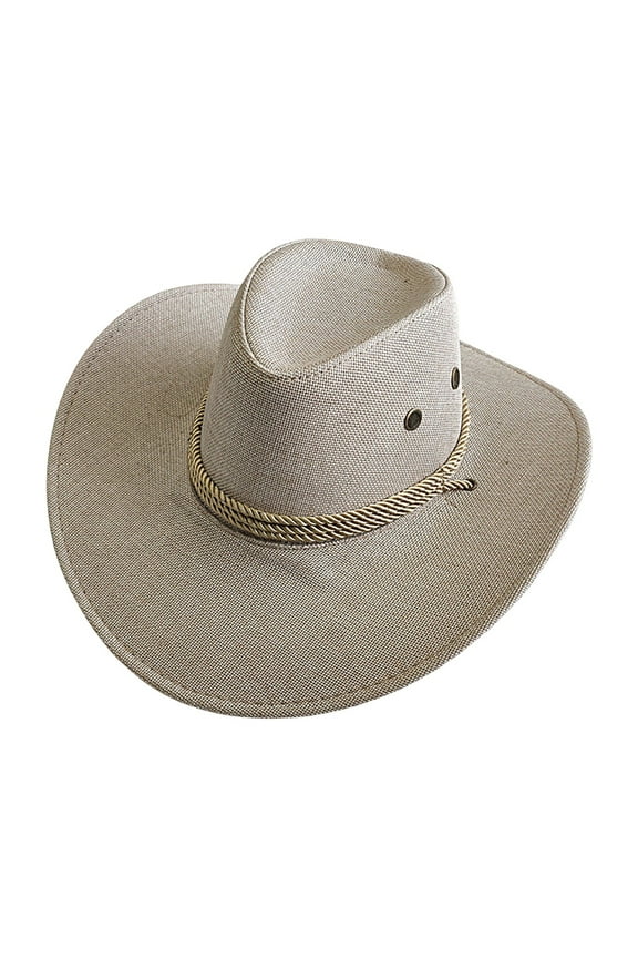 Men Wide Brim Western Straw Cowboy Hat Classic Style Straw Western Cowgirl Hat White