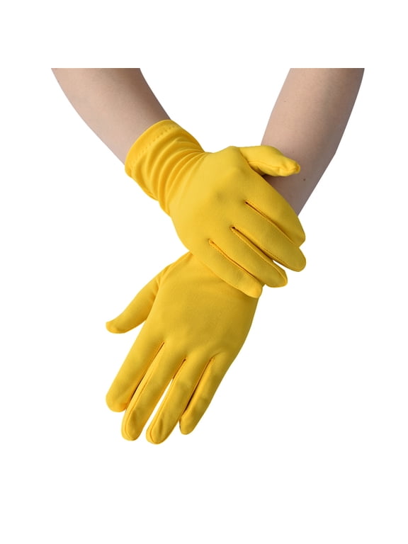 Men Women Wrist Length Spandex Stretch Gloves,wedding Party Christmas Costume Party Dance Gloves Yellow