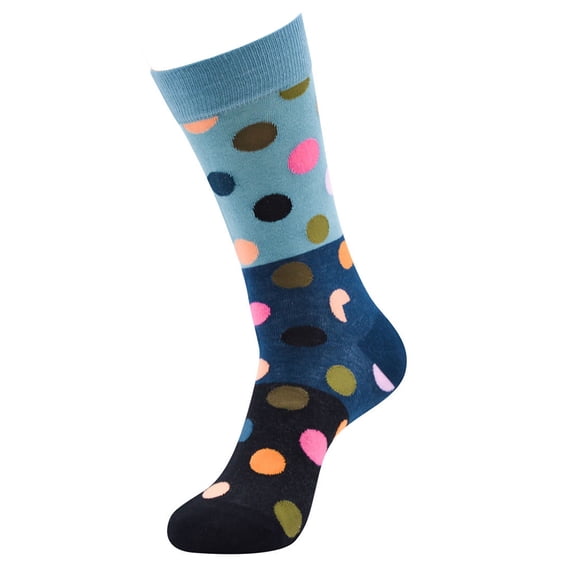 Vinsonshop Men's Cotton Crew Socks Colorful Polka Dot Novelty Dress Socks Funky Patterned Casual Socks Black One Size