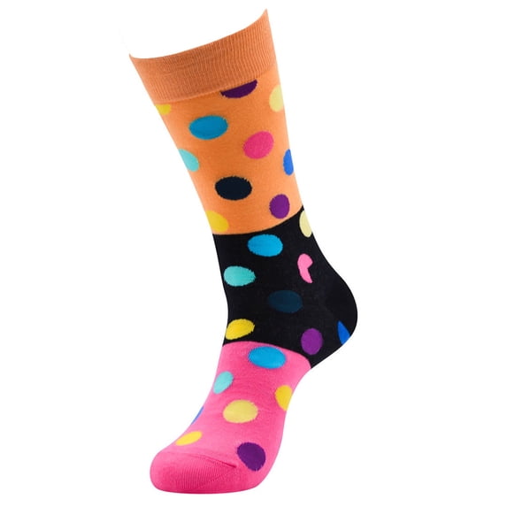 Vinsonshop Men's Cotton Crew Socks Colorful Polka Dot Novelty Dress Socks Funky Patterned Casual Socks Hot Pink One Size