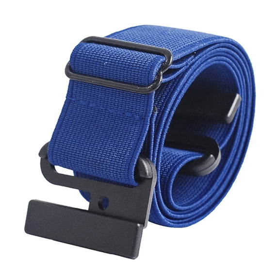 Vinsonshop No Show Invisible Belt for Women Men Elastic Web Strap Waist Stretch Belt with Flat Buckle for Jeans Pants Dresses Blue One Size