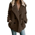 thumbnail image 1 of Vinsonshop Pea Coats for Women Sherpa Jacket Women Going Out Jacket Fleece Coat Fluffy Coat Womens Warm Winter Coat Oversized Coats for Women Coffee 3XL, 1 of 6