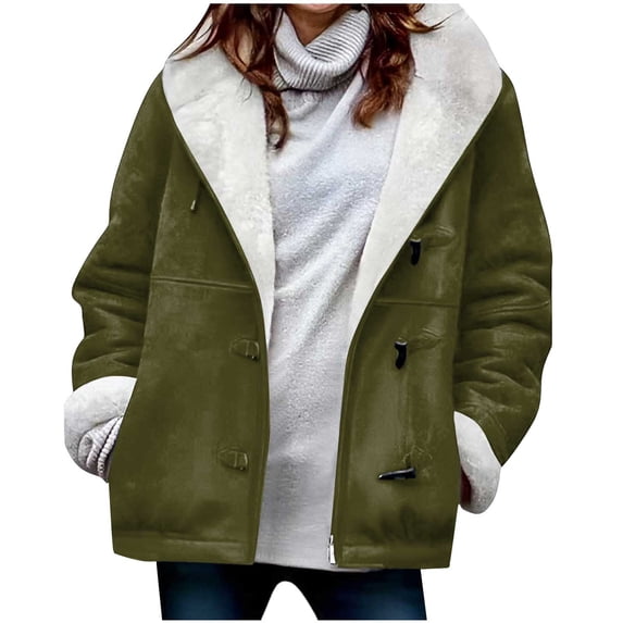 Vinsonshop Peacoat Womens Coat Fleece Lined Jacket Women Womens Jackets Casual Warm Coats for Women Womens Coats Winter Ladies Winter Coats Winter Clothes for Women Green XXL