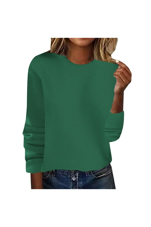 Plain Sweaters for Women Crewneck Sweater Women Pullover Sweaters for Women Fitted Sweaters for Women Knit Sweater Light Weight Sweater for Women Fall Sweaters for Women Army Green L