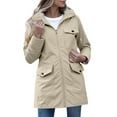 thumbnail image 1 of Vinsonshop Rain Jacket for Women Utility Jacket Women Soft Shell Jackets Womens Workout Jackets for Woman Waterproof Rain Jacket Womens Waterproof Rain Jacket Raincoats for Women with Hood Khaki 3XL, 1 of 4