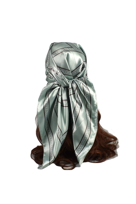 Satin Head Scarf for Women Silk Scarf Hair Scarf Printed Square Scarf Bandanas for Women Green