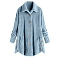thumbnail image 1 of Vinsonshop Sherpa Coats for Women Casual Outerwear Fleece Jacket Women Teddy Jacket Women Fluffy Coat Long Teddy Coat for Women Warm Winter Jackets for Women Blue XL, 1 of 3