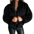thumbnail image 1 of Vinsonshop Sherpa Jacket Women Cropped Jacket Fuzzy Coats for Women Full Zip Jacket Womens Coats Winter Fluffy Coat Cropped Fleece Jacket Women Black L, 1 of 9
