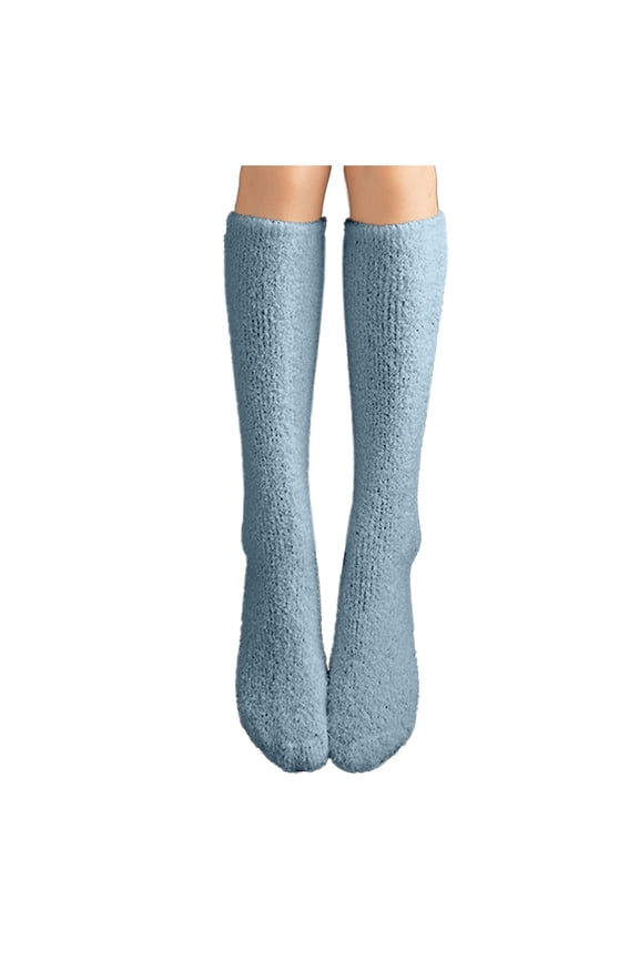 Slipper Socks for Women Fuzzy Socks for Women Long Socks Knee High Socks Warm Socks Warm Winter Socks for Women Anti Slip Socks for Women Blue One Size