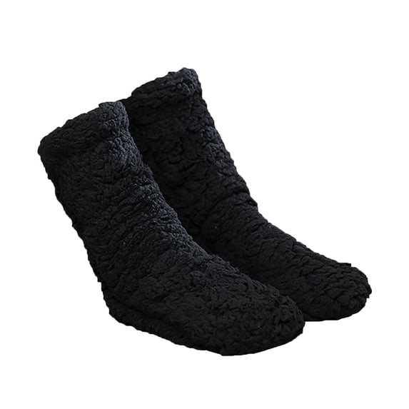 Vinsonshop Slippers Socks for Women's Fuzzy Socks Thermal Socks Plush Socks Cute Socks Winter Socks for Women Crew Socks for Women Black A