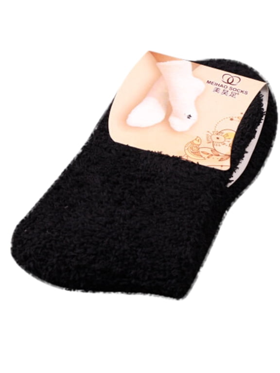 Soft Plush Fuzzy Socks for Women Warm Cozy Fluffy Winter Slipper Socks Thick Crew Socks Comfy Home Lounge Socks Perfect for Relaxing Sleeping Indoor Wear Black