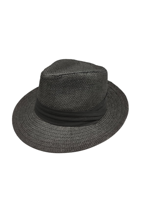 Straw Fedora Hat for Men Women Short Brim Trilby Hat Classic Panama Summer Beach Sun Hat Black