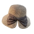 thumbnail image 1 of Vinsonshop Straw Sun Hats for Women Large Brim Summer Beach Hat with Bow Packable Foldable Floppy Travel Cap Uv Protection Ponytail Friendly Ladies Headwear Khaki A, 1 of 5