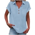thumbnail image 1 of Vinsonshop Summer Short Sleeve Polo Shirts for Women Collared V Neck Work Dressy Tops Loose Business Casual Outfits (S-3XL), 1 of 9