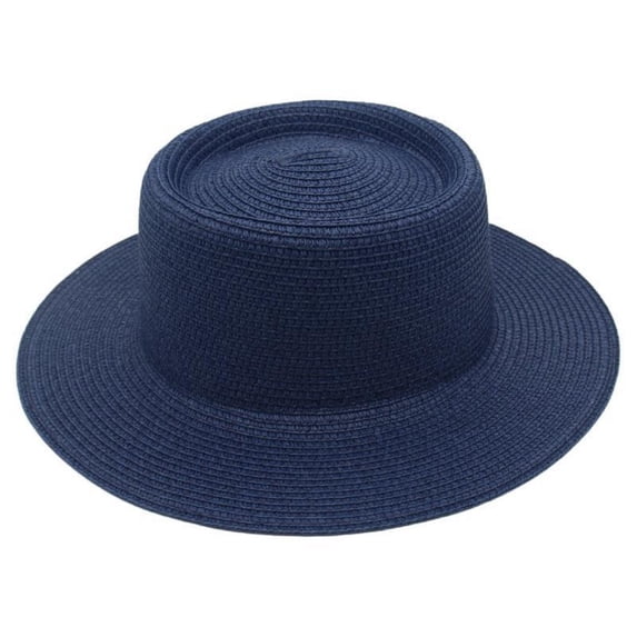 Vinsonshop Summer Straw Panama Hat for Women – Wide Brim Beach Sun Hat with Upf 50+ Protection, Roll-up Travel Fedora Straw Hat Navy