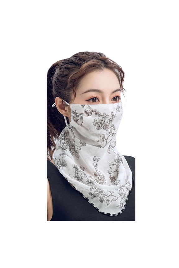 Summer Sun Uv Protection Face Cover Scarf with Designs Womens Cooling Neck Gaiter with Ear Loops Breathable Face Mask Neck Covers Bandana Headwear for Women Outdoor Hiking Riding B