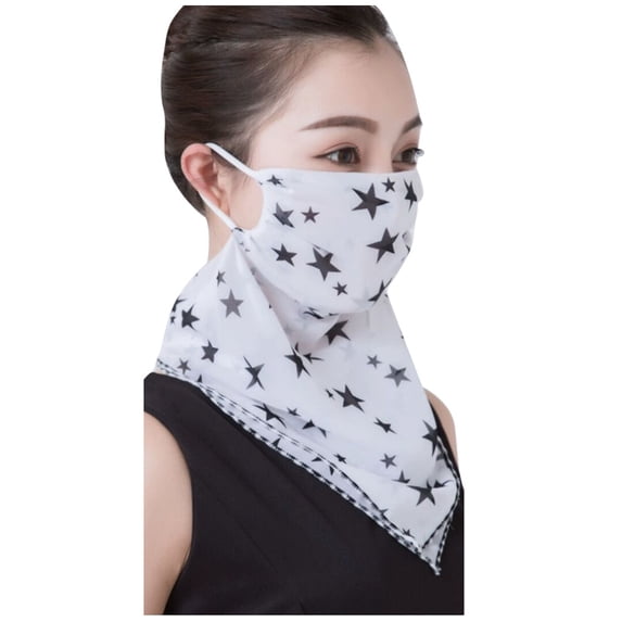 Vinsonshop Summer Sun Uv Protection Face Cover Scarf with Designs Womens Cooling Neck Gaiter with Ear Loops Breathable Face Mask Neck Covers Bandana Headwear for Women Outdoor Hiking Riding A