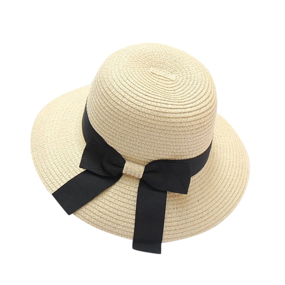 Vinsonshop Summer Uv Protection Floppy Hat for Women – Packable Straw Bucket Hat with Wide Brim Beige