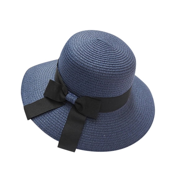 Vinsonshop Summer Women's Packable Floppy Hat – Wide Brim Straw Hat for Uv Protection & Beach Days Navy