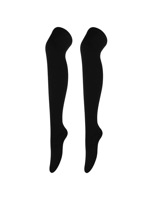 Thigh High Socks Cotton Over Knee Socks Long Boot Stocking Black