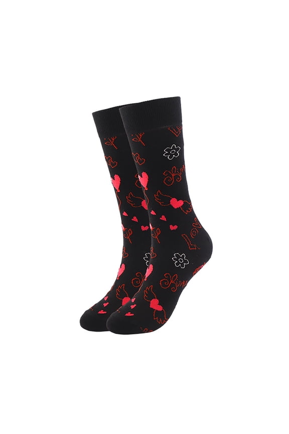 Valentines Day Socks Heart Print Crew Socks for Women Funny Novelty Love Lips Kiss Socks for Women Holiday Gifts One Size One Size