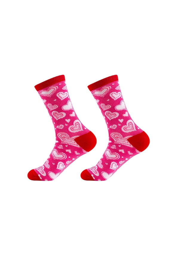 Valentines Day Socks Heart Print Crew Socks for Women Funny Novelty Love Lips Kiss Socks for Women Holiday Gifts One Size One Size