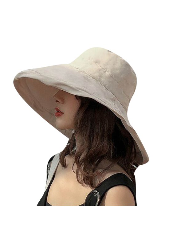 Wide Brim Bucket Hat for Women UV Protection Sun Hats Packable Floppy Summer Beach Hat with String Lightweight Outdoor Fishing Cap Beige