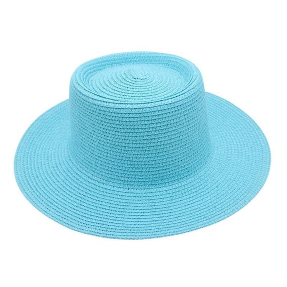 Vinsonshop Wide Brim Straw Panama Hat for Women – Travel Fedora, Beach Sun Hat with Upf 50+ Protection, Roll-up Summer Straw Hat Light Blue