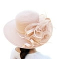 thumbnail image 1 of Vinsonshop Wide Brim Sun Hat for Women Elegant Kentucky Derby Floppy Hat with Flower Uv Protection Summer Beach Church Wedding Tea Party Ladies Formal Hat Khaki, 1 of 4