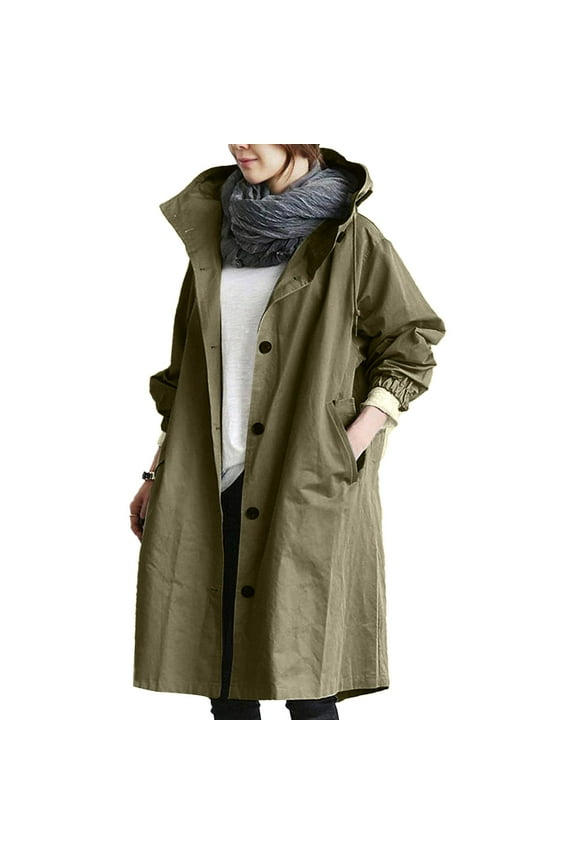 Wind Breaker Jacket Womens Long Jacket Hooded Trench Coat Women Womens Jacket with Hood Long Fall Jackets for Women Lightweight Jacket Women Lightweight Trench Coat Women Army Green XXL