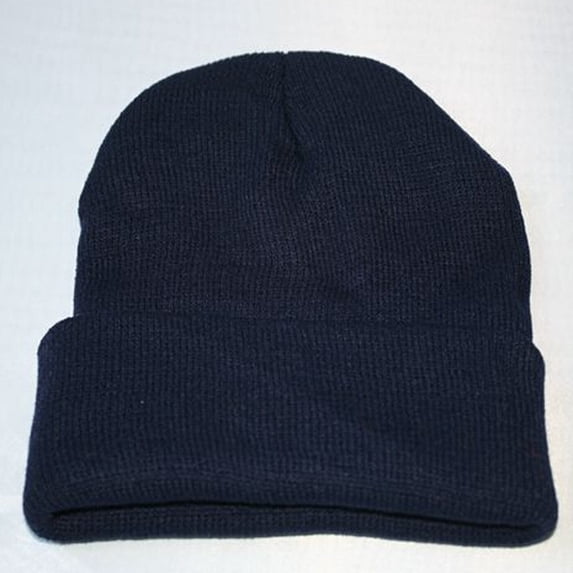 Vinsonshop Winter Beanie Acrylic Knit Cuffed Plain Hats Skull Cap Knit Hat Cap Beanies for Men Women Dark Blue