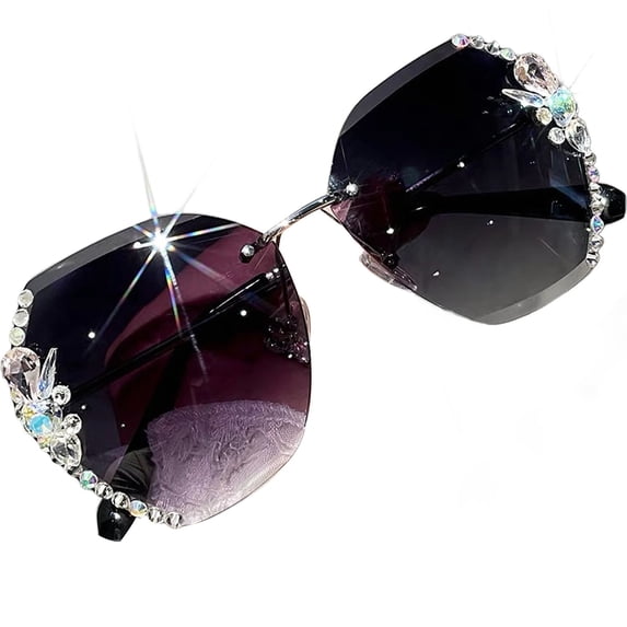 Vinsonshop Woman Sunglasses for Beach Summer with Eyeglass Case, Rhinestone Sunglasses Womens Trendy Fashion Woman Sun Glasses A