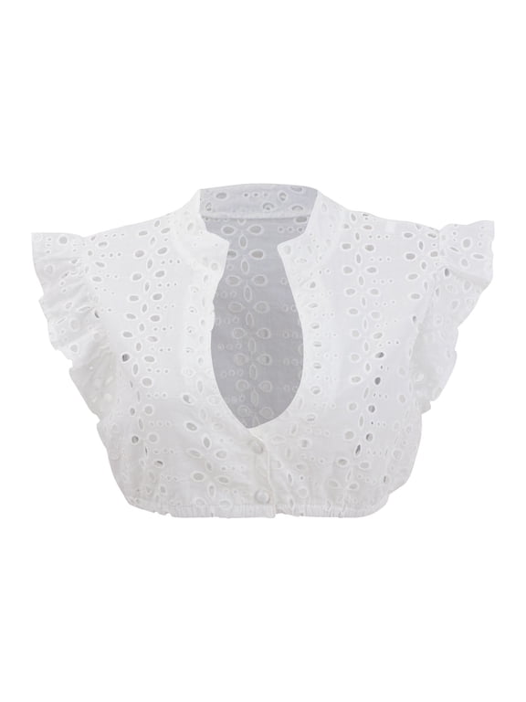 Women German Dirndl Blouse Bavarian Oktoberfest Costume White Dirndl Shirts for Women Clear L