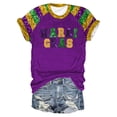 thumbnail image 1 of Vinsonshop Women Mardi Gras Shirt Graphic T Shirts T Shirts for Women Loose Fit Loose Fitting Tops for Women Graphic Tee Carnival Party Tshirt Fat Tuesday Holiday Wear for Women Purple L, 1 of 4