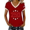 thumbnail image 1 of Vinsonshop Women Patriotic T-shirt USA 250th Anniversary 1776-2026 American Flag Graphic Tee America 250 Years Celebration Tops Memorial Day Shirts for Women Red XXL, 1 of 7