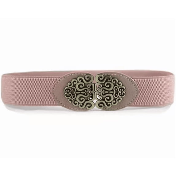 Vinsonshop Women Retro Style Stretchy Waist Belt Vintage Elastic Wide Dress Belts Pink