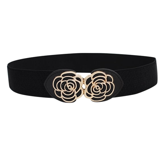Vinsonshop Women Wide Waist Belt Vintage Elastic Belt for Dress Fashion Stretchy Belt Black One Size