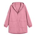 thumbnail image 1 of Vinsonshop Women's Activewear Rain Coat Waterproof Lightweight Windbreaker Hooded Breathable Outdoor Hiking Running Casual Shell Jacket Pink L, 1 of 3