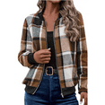 thumbnail image 1 of Vinsonshop Women's Bomber Jacket Womens Bomber Jackets Lightweight Plaid Jacket for Woman Womens Zip Up Jacket Full Zip Jacket Jackets for Women Casual Light Weight Jackets Womens Brown L, 1 of 6