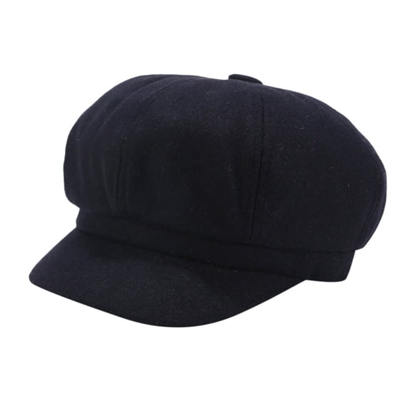 Vinsonshop Women's Classic Corduroy Newsboy Cap Vintage Paperboy Cap Winter Octagonal Painter Hat Solid Cabbie Beret Navy