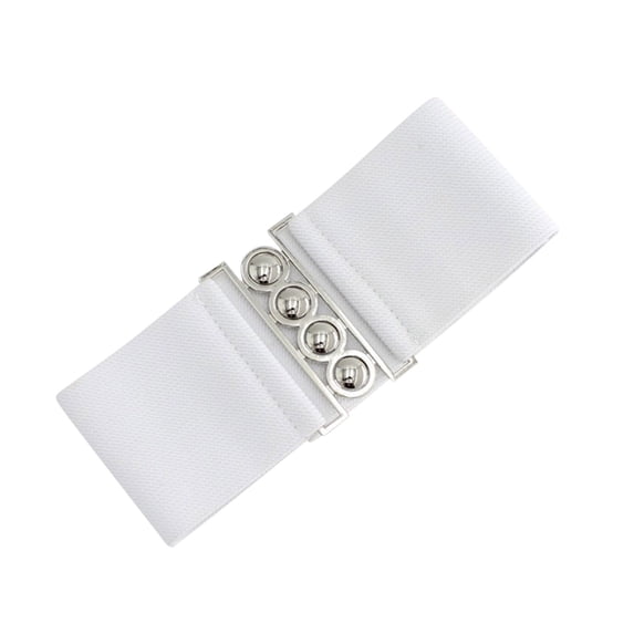 Vinsonshop Women's Elastic Wide Stretchy Waist Cinch Belt Waistband For Dresses White One Size