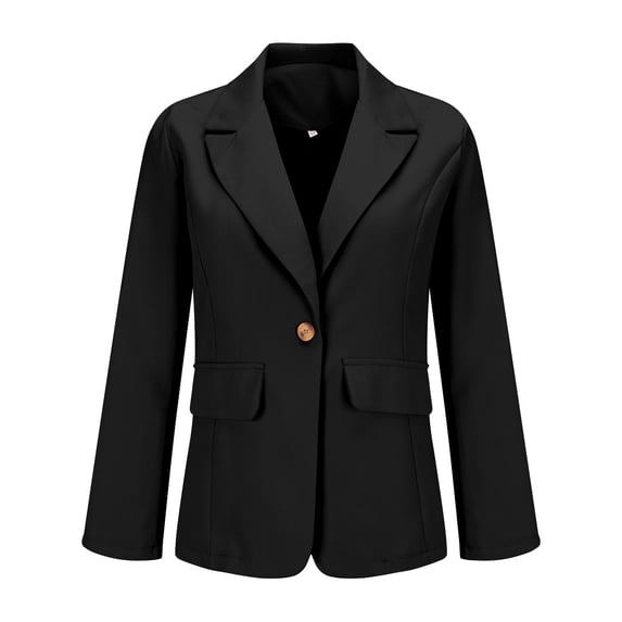 Vinsonshop Women's Fall Business Casual Blazers 2026 Long Sleeve Lapel Open Front Button Work Blazer Jackets with Pockets Black 3XL