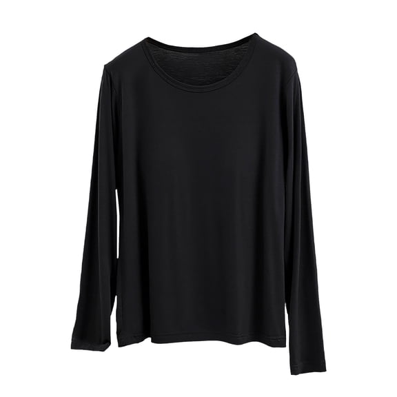 Vinsonshop Women's Fall Long Sleeve Square Neck T Shirts with Built-in Shelf Bra Basic Tees for Women Slim Fit Casual Basic Tops Black L