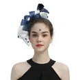 thumbnail image 1 of Vinsonshop Women's Formal Fascinator Hat Church Dress Hat Feather Mesh Netting Wedding Guest Garden Party Tea Party Elegant Dress Headwear Navy, 1 of 3