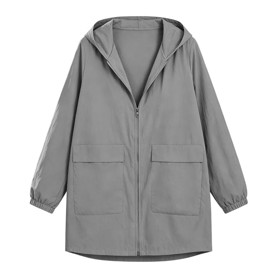 Vinsonshop Women's Lightweight Rain Coat Waterproof Windproof Hooded Windbreaker Outdoor Fishing Camping Casual Everyday Outerwear Apparel Gray S