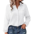 thumbnail image 1 of Vinsonshop Women's Linen Button-down Shirts Casual Comfort Work Tops Linen Blouse Gauze Tops Blusas De Lino Para Mujer Summer Blouse Summer Cotton Beach Shirts Linen Tunic Fashion 2026 White M, 1 of 9