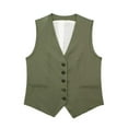 thumbnail image 1 of Vinsonshop Women's Linen Vest Sleeveless Button Down V Neck Formal Business Waistcoat Army Green L, 1 of 7
