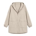 thumbnail image 1 of Vinsonshop Women's Raincoats Lightweight Waterproof Windproof Adjustable Windbreaker Rain Jackets Hooded with Pockets Beige L, 1 of 4