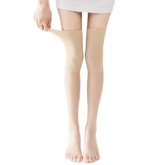 Vinsonshop Women's Sheer Thigh High Socks Stretchy Over the Knee Stockings for Daily Beige One Size