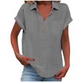 thumbnail image 1 of Vinsonshop Women's Short Sleeve V-neck Polo Shirts Business Casual Work Collared Tops Dressy Cute Blouses (S-3XL), 1 of 9